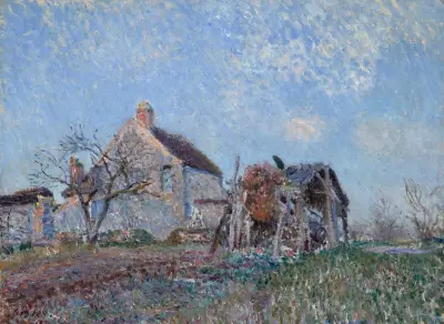 Vieille chaumière aux Sablons, environs de Veneux-Nadon av Alfred Sisley