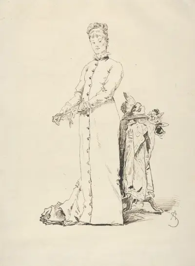 Ung dam som tar av sig handskarna av Alfred Stevens