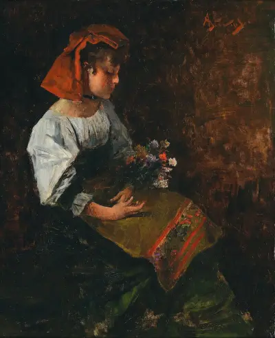 Jeune fille italienne av Alfred Stevens