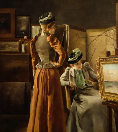 Looking at a Painting av Alfred Stevens