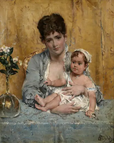 Mother And Child av Alfred Stevens