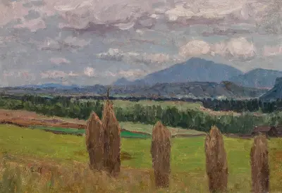 Landskap med kornband av Alfred Zoff