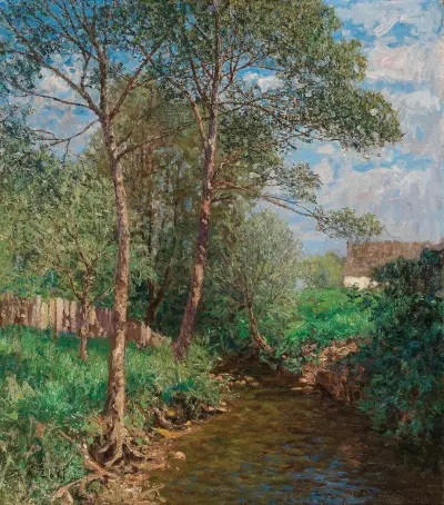 A Sunny Landscape with Stream av Alfred Zoff