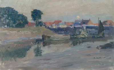 Uppgående måne över Nieuport av Alfred Zoff