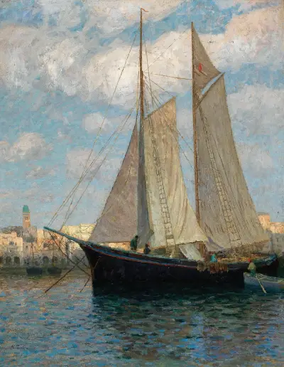 Ships in the Harbour of Chioggia av Alfred Zoff