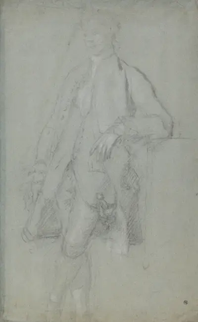 Man Standing, Leaning on Left Elbow, Full-Length av Allan Ramsay