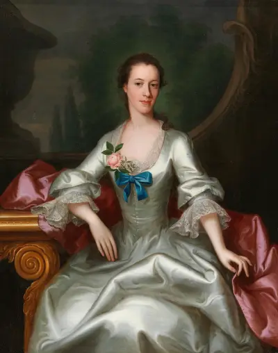 Portrait Of A Lady In An Elegant Dress av Allan Ramsay