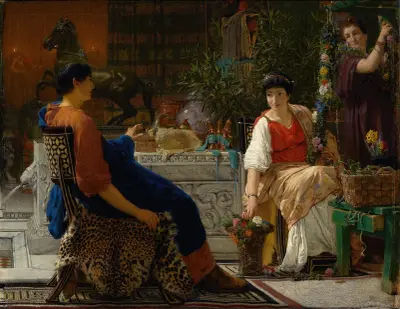 Preparations For The Festivities (The Floral Wreath) av Lawrence Alma-Tadema