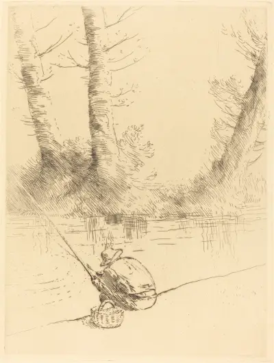 Angler (Le pecheur a la ligne) av Alphonse Legros