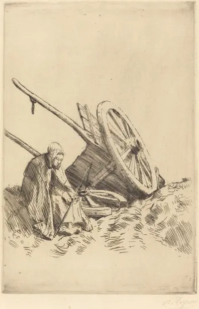 Broken Cart (La charrette brisee) av Alphonse Legros
