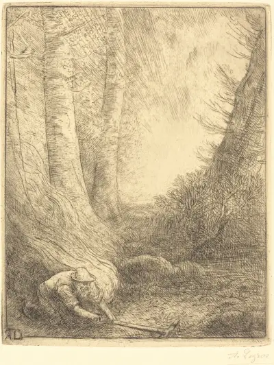 Burning the Grasses (Le bruleur d’herbes) av Alphonse Legros