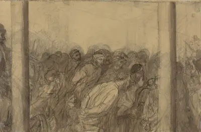 Folkmassa sedd mellan två kolonner (verso) av Alphonse Legros