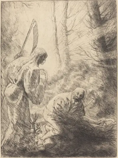 Death and the Woodcutter, 2nd plate (La Mort de le bucheron) av Alphonse Legros
