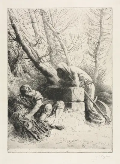 Death and the Woodcutter av Alphonse Legros