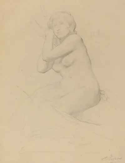 Sittande kvinna, naken av Alphonse Legros