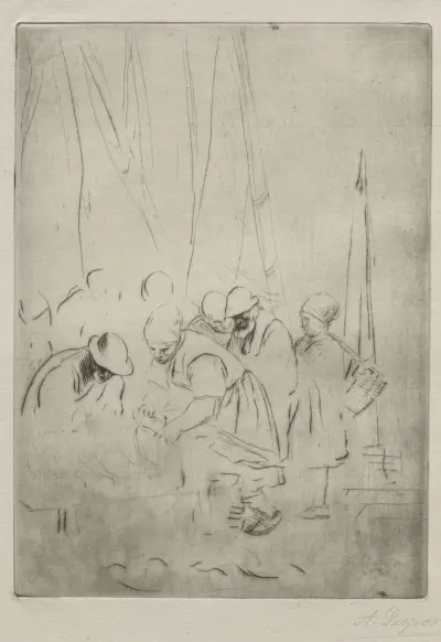 Fishermen on the Wharf at Boulogne av Alphonse Legros
