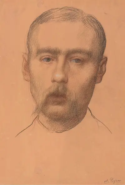 Head of a Man (Possible Portrait of Professor E.D. Adams) av Alphonse Legros