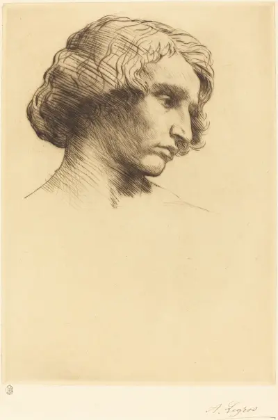 Head of a Man (Tete d’homme) II av Alphonse Legros
