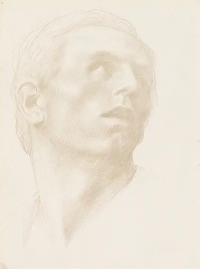 Head of a Man Looking Up to the Right av Alphonse Legros
