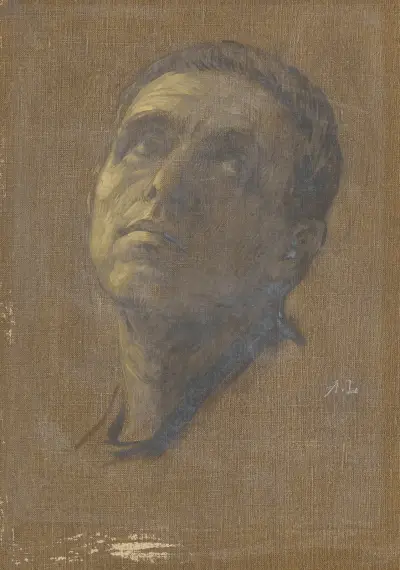 Head of a Man with Upturned Eyes av Alphonse Legros