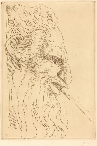 Head of a Satyr (Tete de satyre) av Alphonse Legros