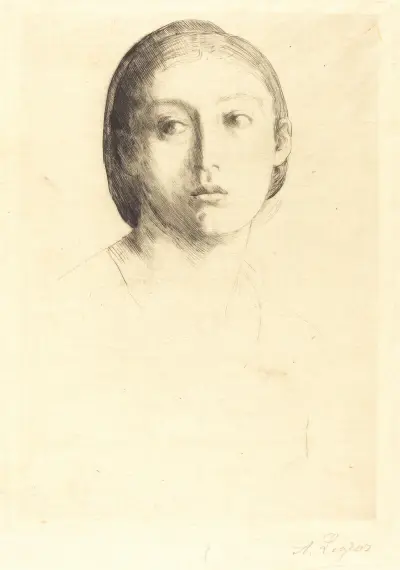 Head of a Young Girl (Tete de jeune fille) II av Alphonse Legros