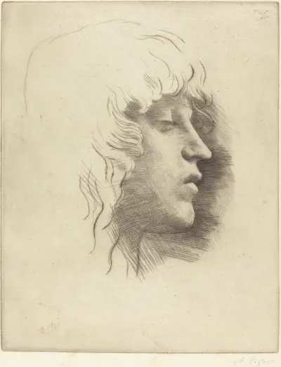 Head of a Young Girl (Tete de jeune fille) III av Alphonse Legros