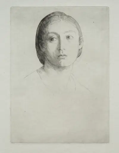 Head of a Young Girl av Alphonse Legros