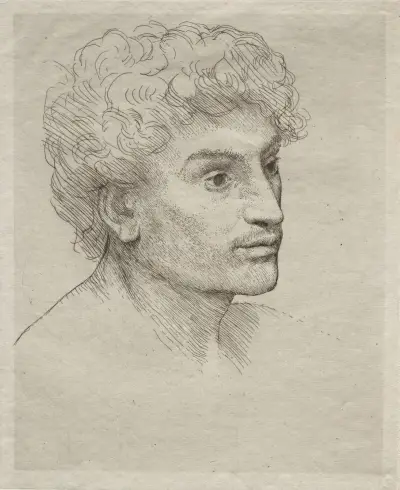 Ung mans huvud av Alphonse Legros