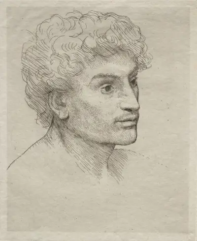 Ung mans huvud av Alphonse Legros