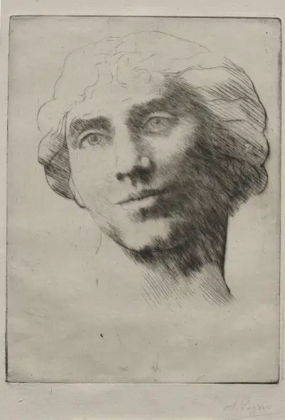 Head of a Young Woman av Alphonse Legros