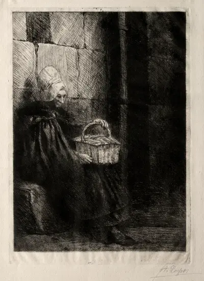Landscape in the Vicinity of Boulogne, called Woman with a Basket av Alphonse Legros
