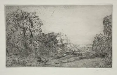 Landscape; Sunrise av Alphonse Legros