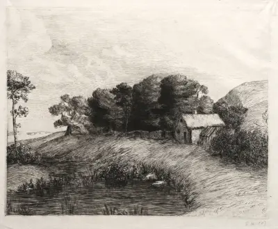 Landscape with a Pond av Alphonse Legros