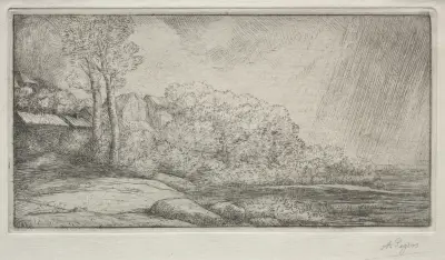 Landscape with Two Trees (Paysage aux deux Arbres) av Alphonse Legros