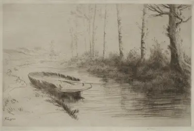 Le Canal; Effet du matin av Alphonse Legros