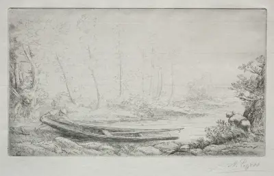 Avfärd till fiske i dimman av Alphonse Legros
