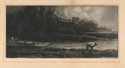 Landschaft mit Boot von Alphonse Legros