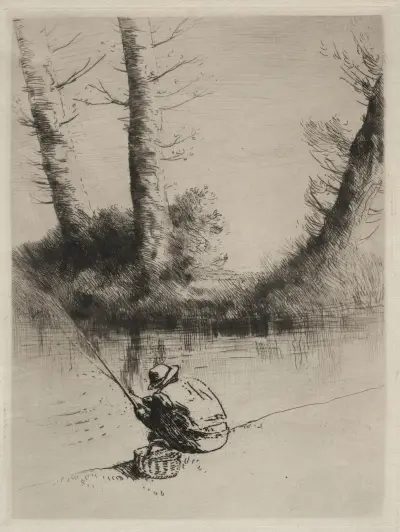 Le Pêcheur à la Ligne av Alphonse Legros