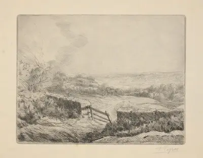 L’entrée du champ(The meadow gate) av Alphonse Legros