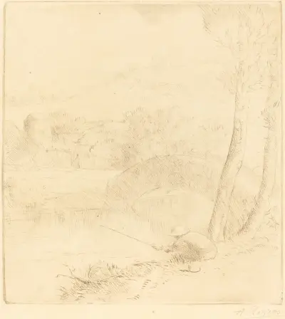 Little Angler (Le petit pecheur a la ligne) av Alphonse Legros