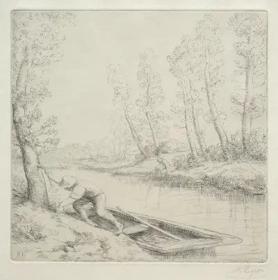 Morning on the River (Le Matin sur la rivière) av Alphonse Legros