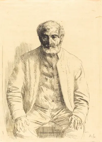 Old man seated (Vieillard assis) av Alphonse Legros