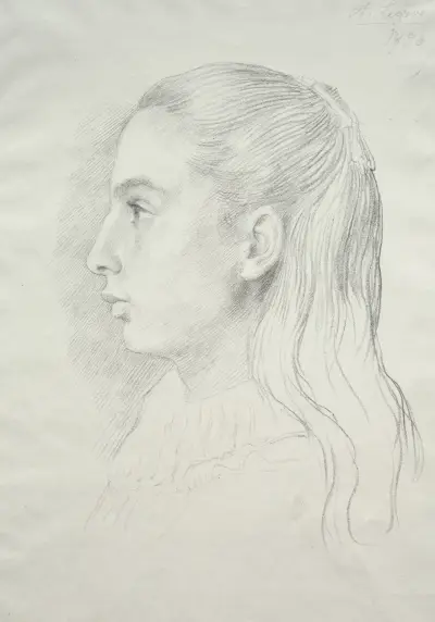 Portrait de Mlle. Nora E. Legros av Alphonse Legros