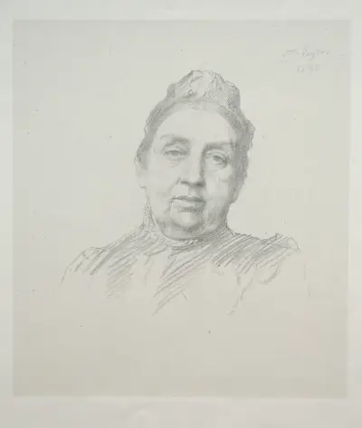 Portrait of Madame Kemp, Front View av Alphonse Legros
