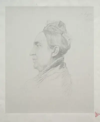 Portrait of Madame Kemp in Profile av Alphonse Legros