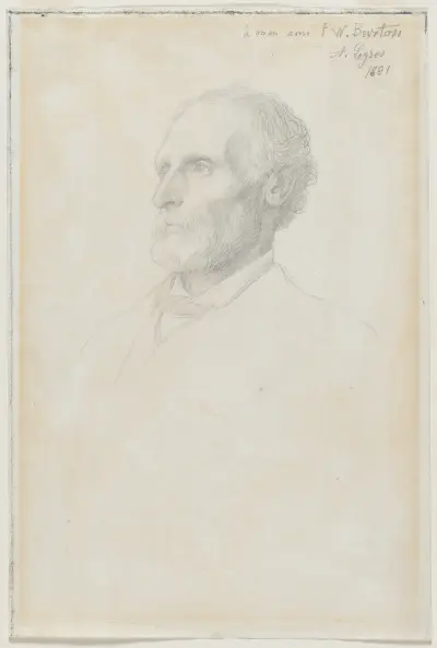 Porträtt av Sir Frederick W. Burton, direktör för National Gallery, London av Alphonse Legros