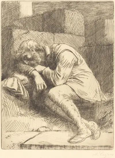 Sleeping Beggar (Mendiant endormi) II av Alphonse Legros