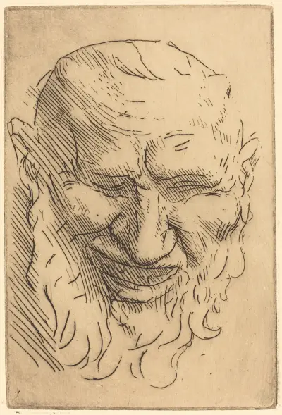 Small Satyr Mask (Petit masque de satyre) av Alphonse Legros