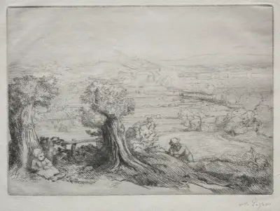 Souvenir d’un Vallée en Bourgogne av Alphonse Legros